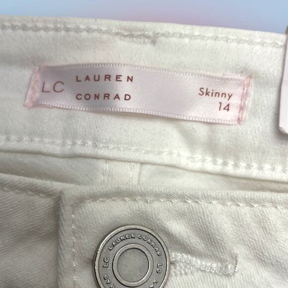 LAUREN CONRAD Women’s 14 White Distressed Skinny Jeans - Picture 2 of 5